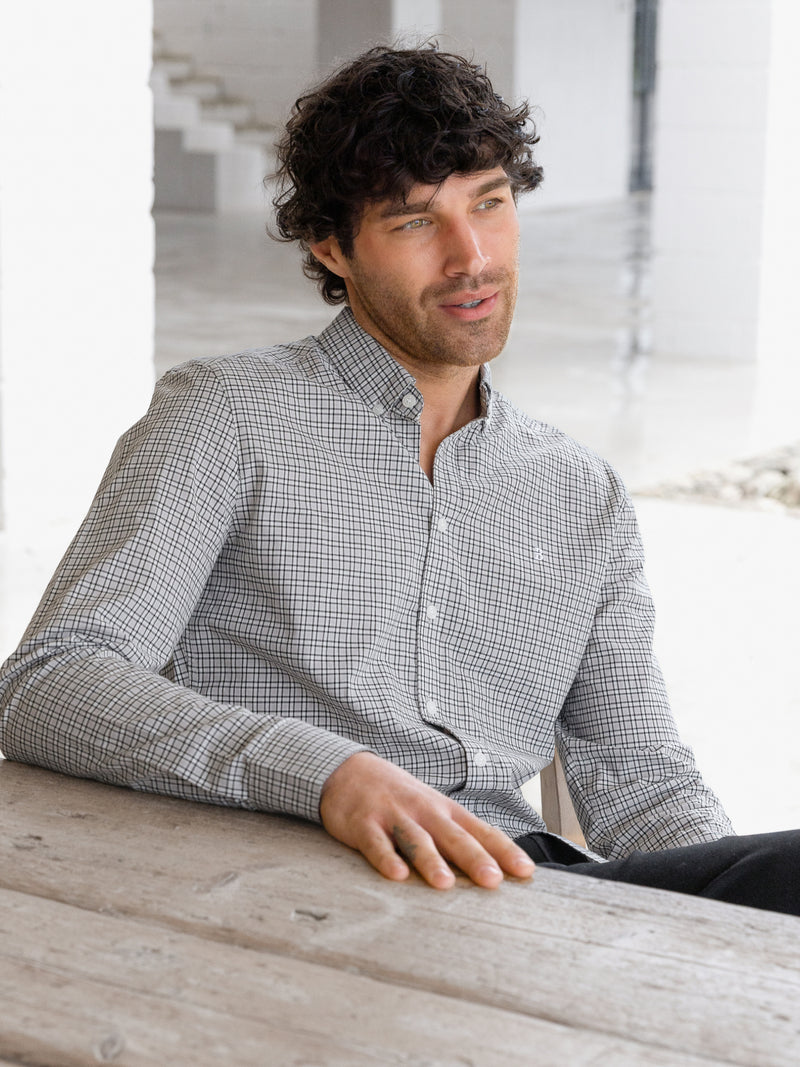 Conrad Long Sleeve Checked Shirt - Brown