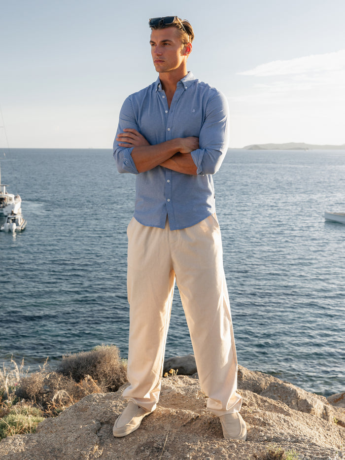 Rowan Long Sleeve Cotton Shirt - Blue