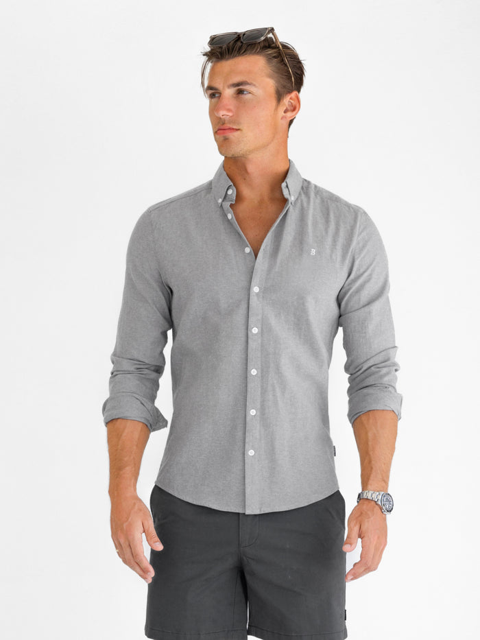 Rowan Long Sleeve Cotton Shirt - Grey