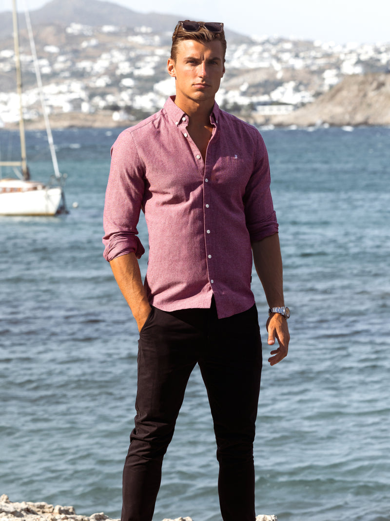 Rowan Long Sleeve Cotton Shirt - Dark Pink