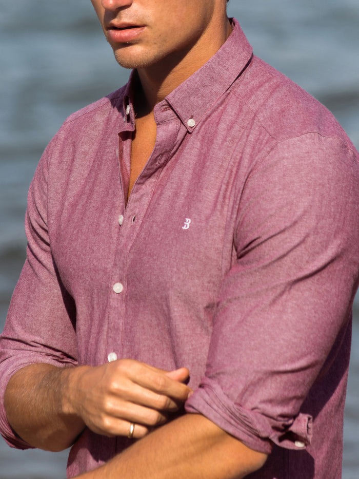 Rowan Long Sleeve Cotton Shirt - Dark Pink