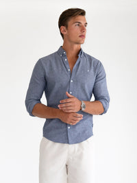 Rowan Long Sleeve Cotton Shirt - Washed Navy