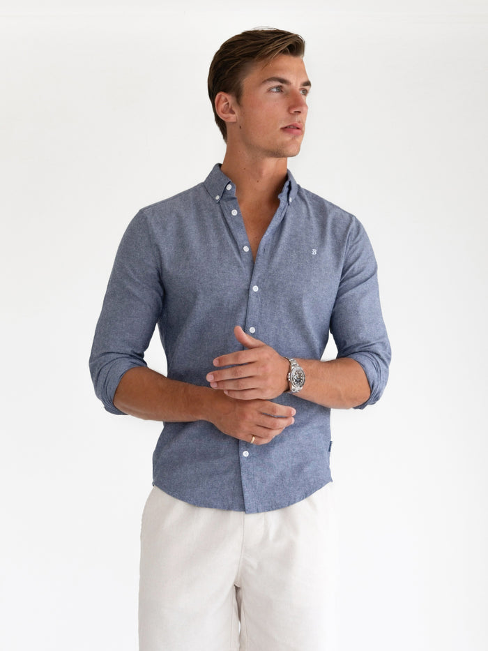 Rowan Long Sleeve Cotton Shirt - Washed Navy