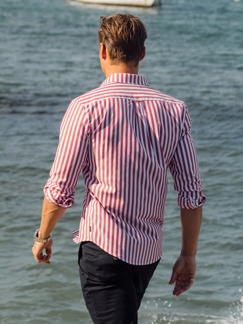 Isaac Long Sleeve Stripe Shirt - Red