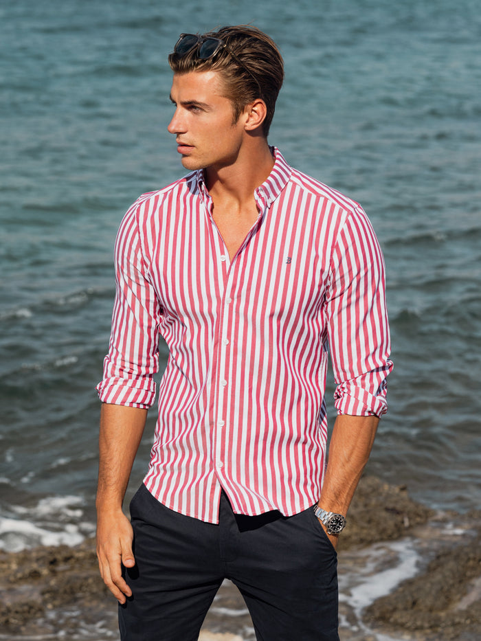 Isaac Long Sleeve Stripe Shirt - Red