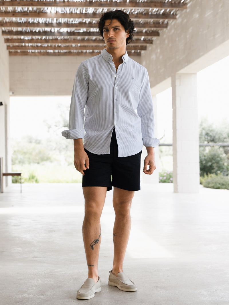 Conrad Long Sleeve Stripe Shirt - Grey