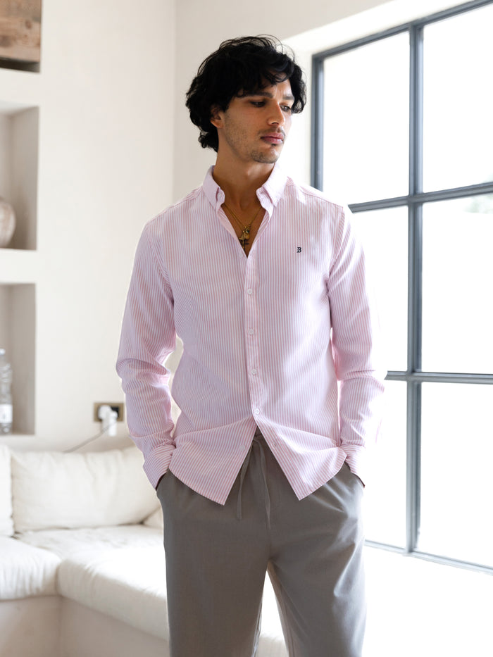 Conrad Long Sleeve Stripe Shirt - Pink