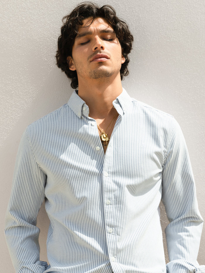 Conrad Long Sleeve Stripe Shirt - Teal