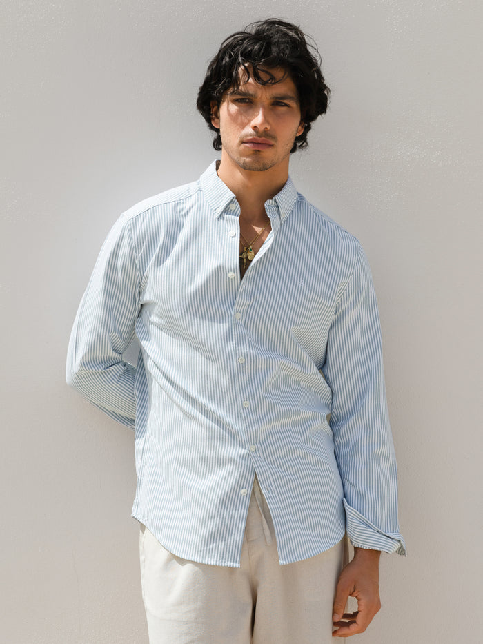 Conrad Long Sleeve Stripe Shirt - Teal