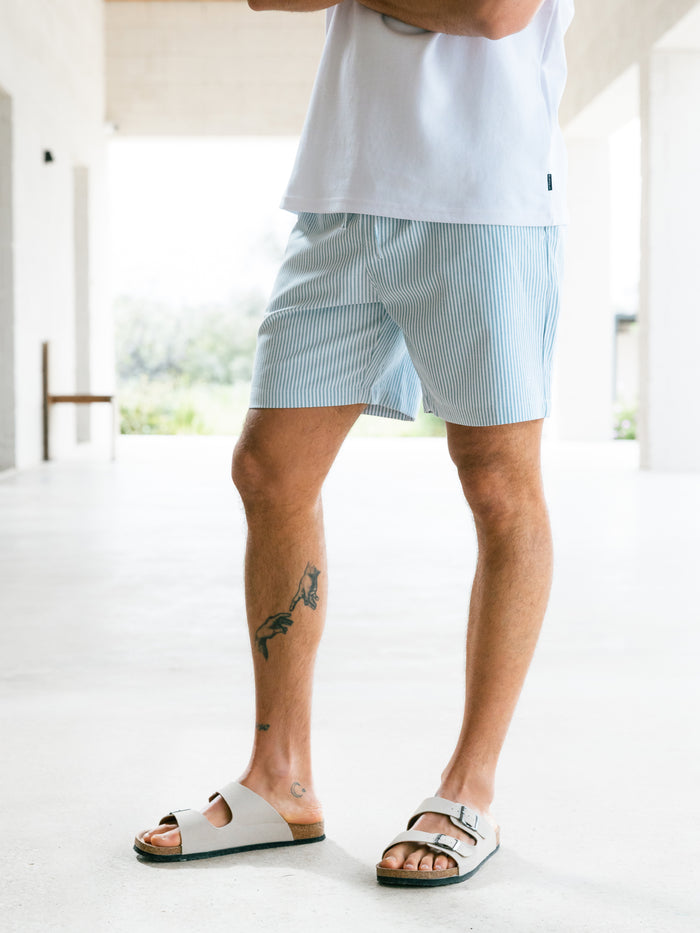 Conrad Relaxed Stripe Shorts - Teal