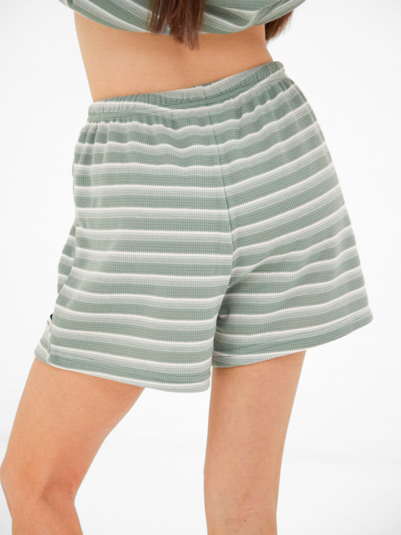 Soft Stripe Waffle Shorts - Green Stripe