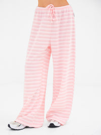 Soft Stripe Waffle Trousers - Pink Stripe