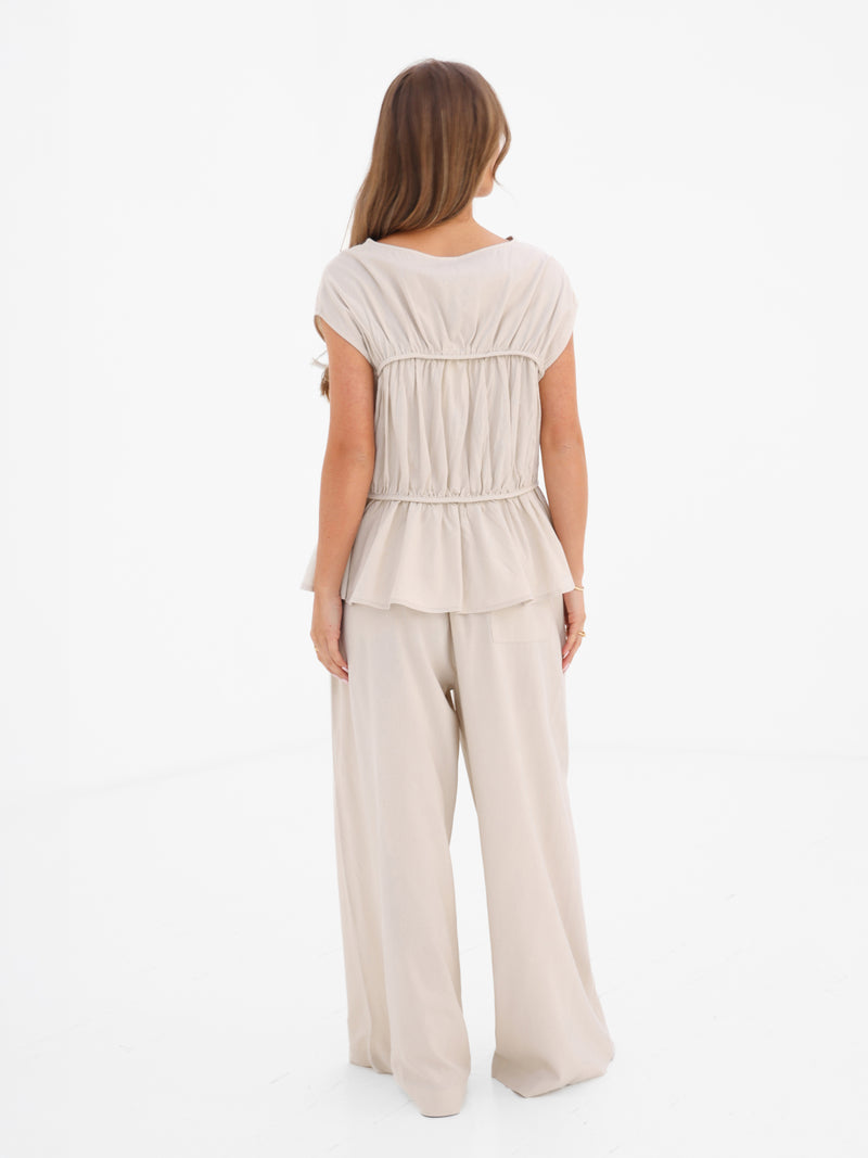 Alessia Linen Frill Top - Off White