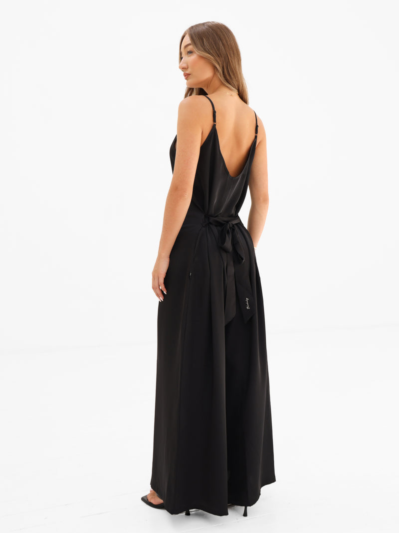 Thalia Satin Jumpsuit - Black