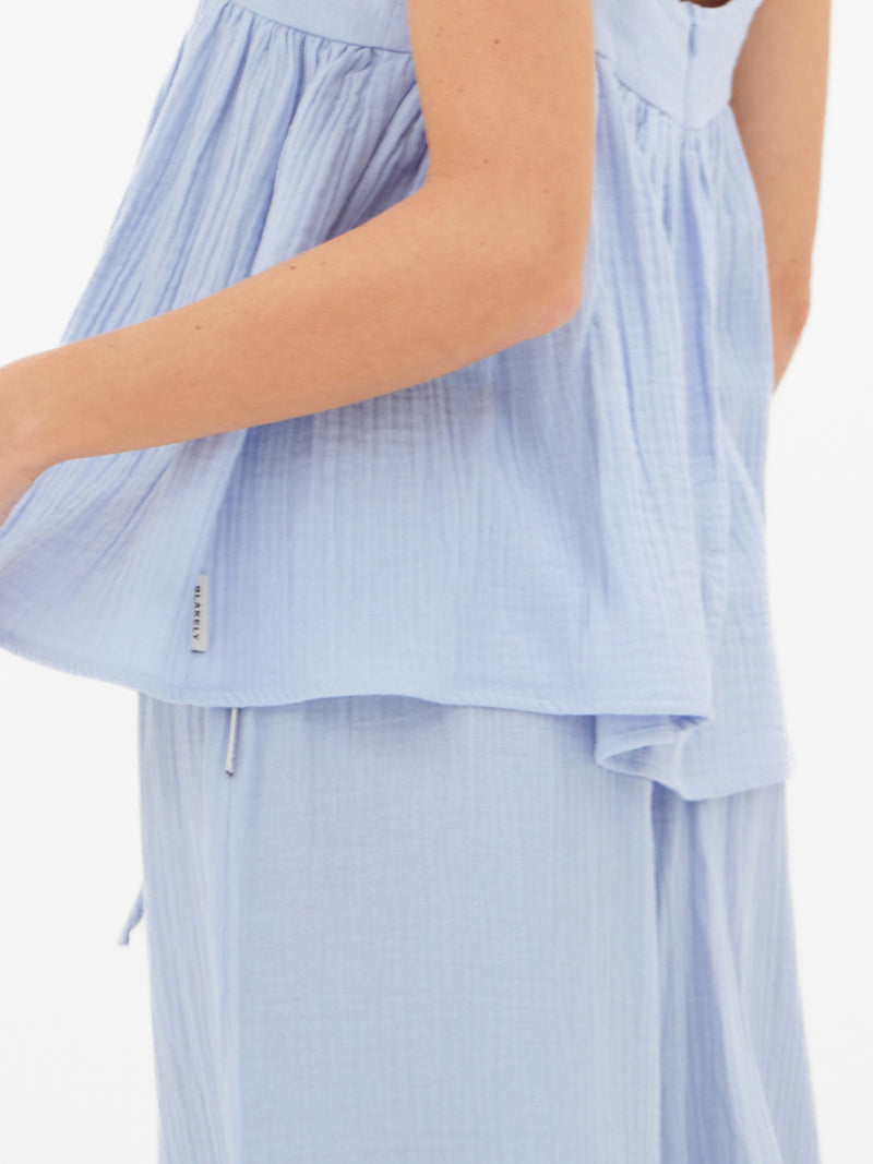 Mila Peplum Top - Summer Blue