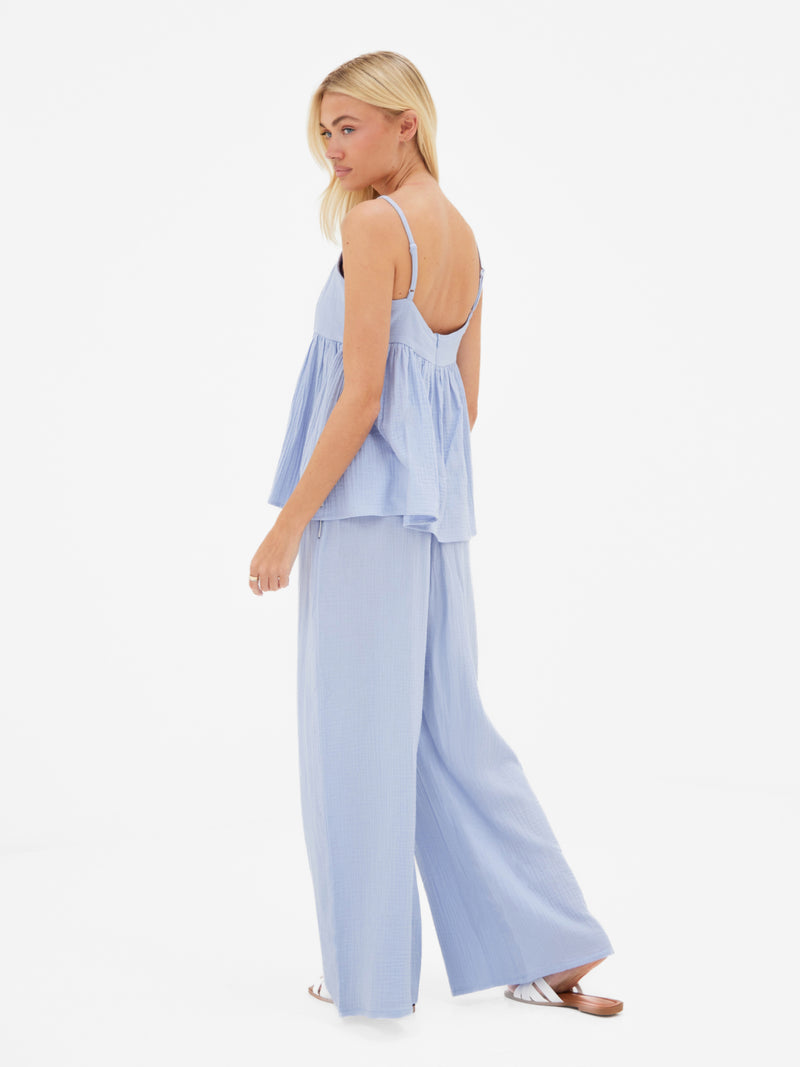 Mila Peplum Top - Summer Blue