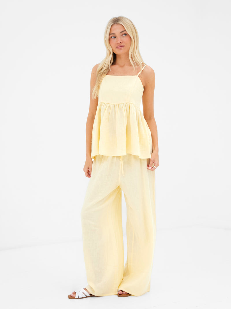 Mila Peplum Top - Butter Yellow