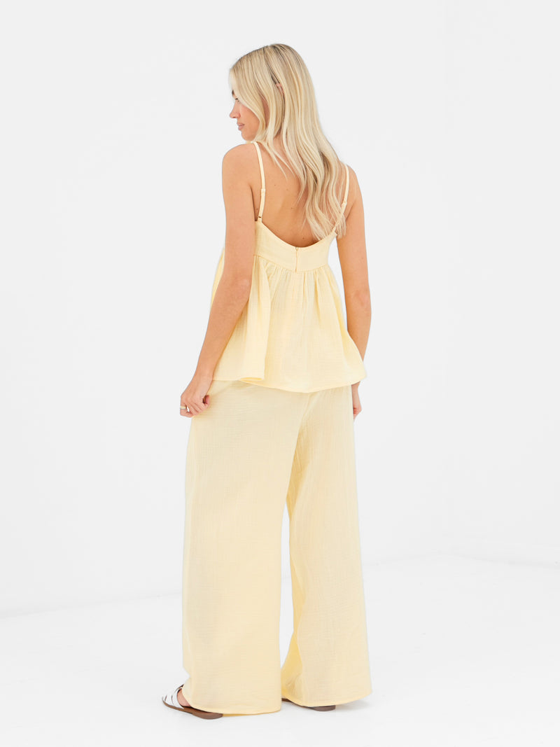Mila Peplum Top - Butter Yellow
