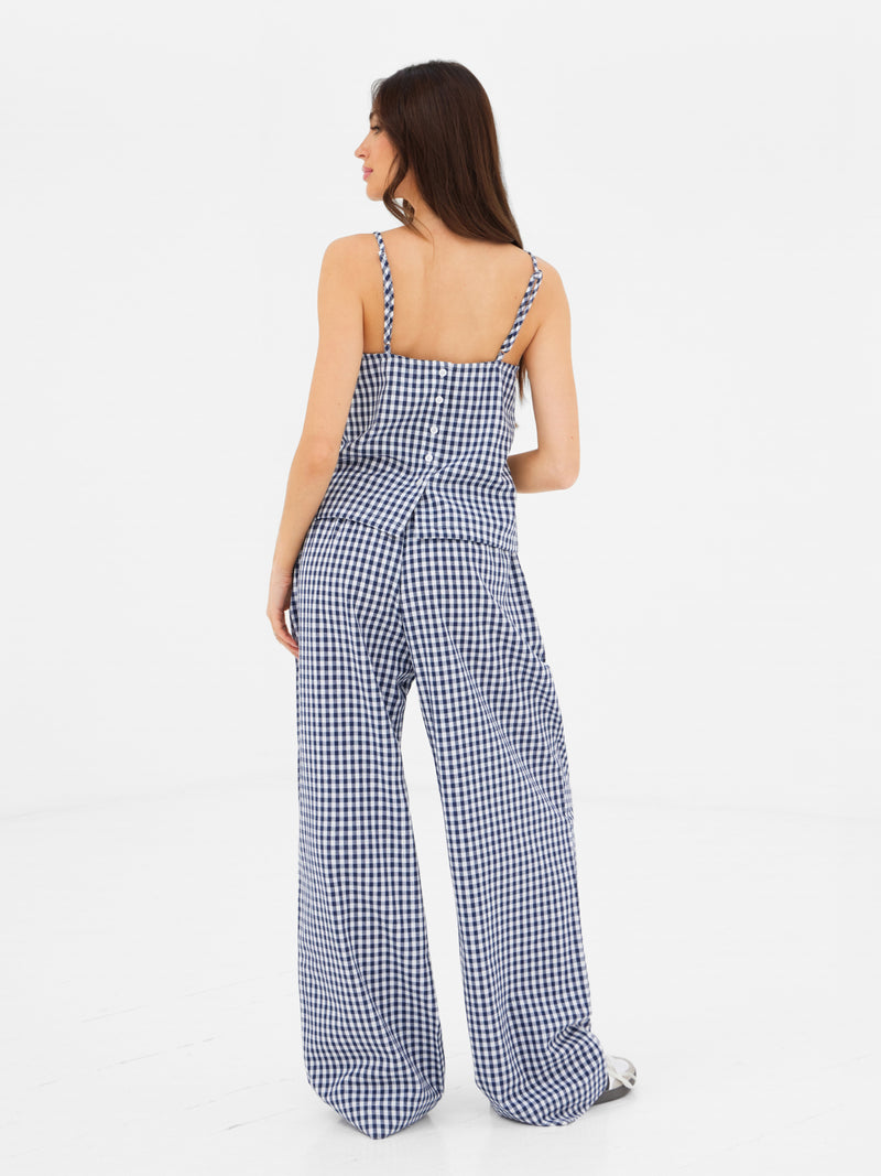 Lottie Gingham Cami Top - Navy