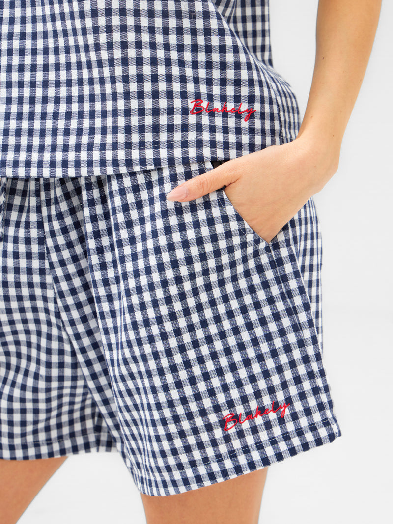 Lottie Gingham Shorts - Navy
