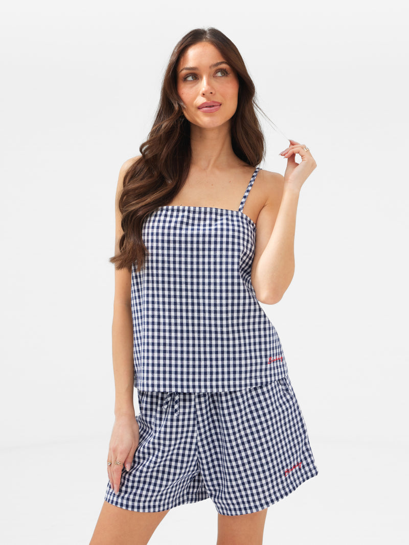 Lottie Gingham Shorts - Navy