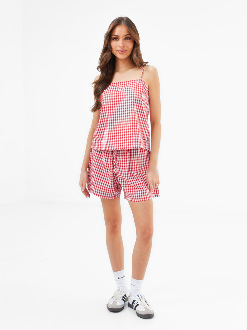 Lottie Gingham Shorts - Red