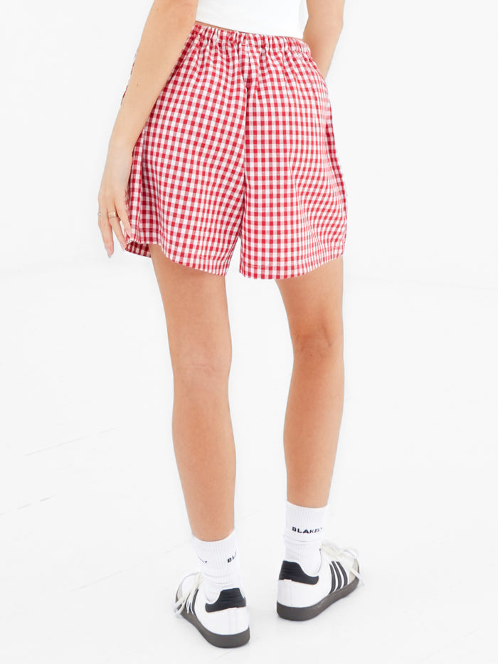 Lottie Gingham Shorts - Red