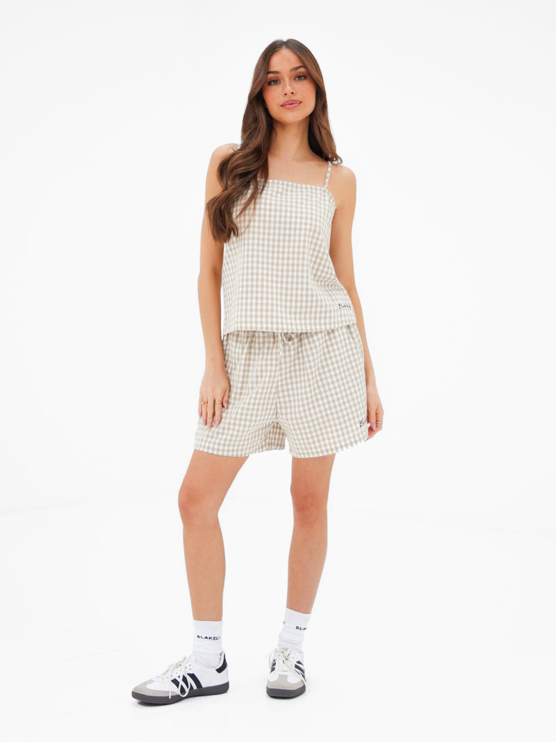 Lottie Gingham Shorts - Tan
