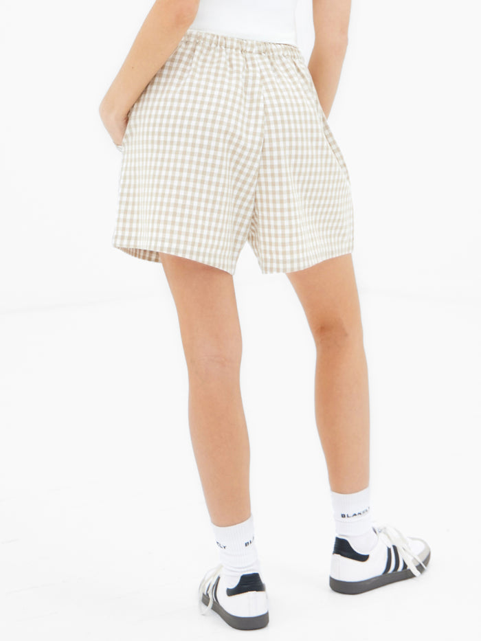 Lottie Gingham Shorts - Tan