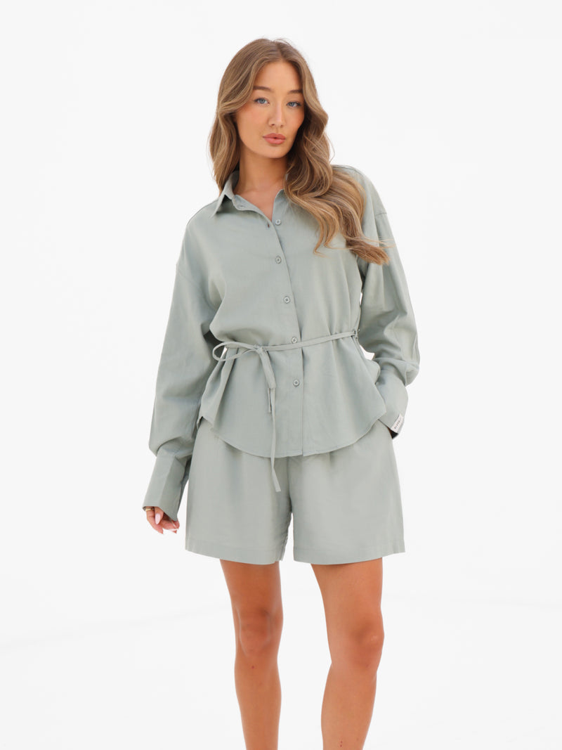 Alessia Linen Shirt - Soft Sage