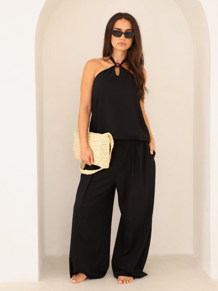 Eliza Wide Leg Trousers - Black