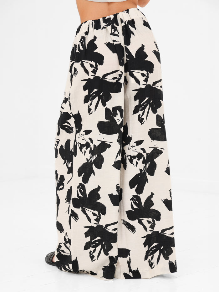 Alora Wide Leg Trousers - Black & White