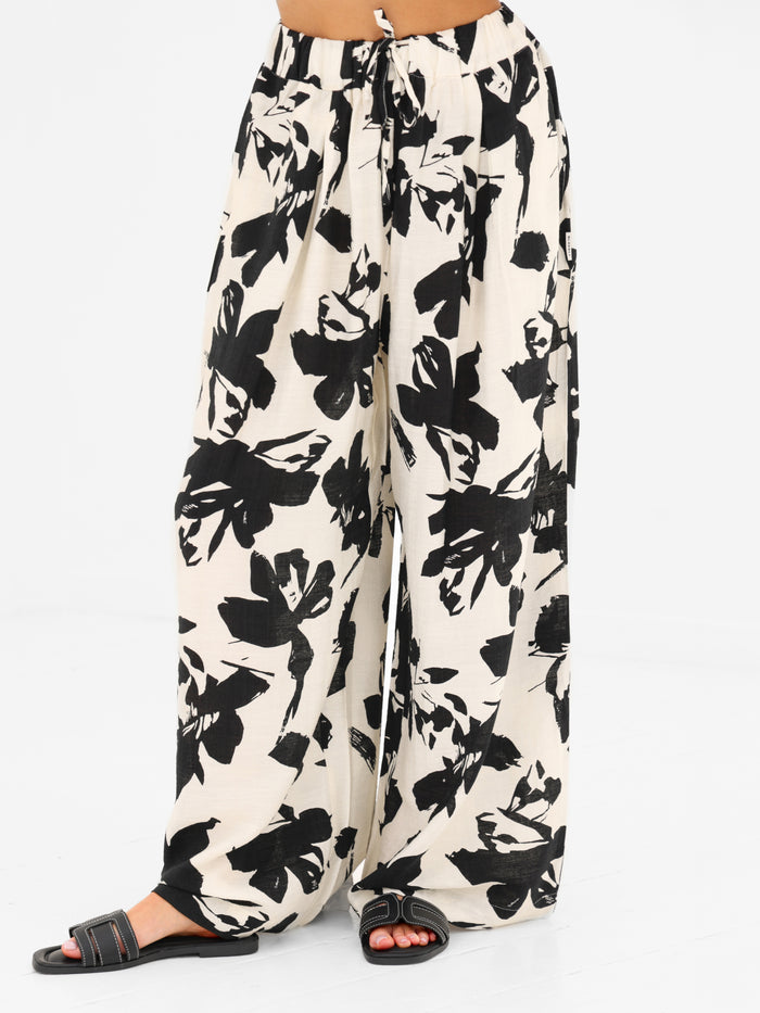 Alora Wide Leg Trousers - Black & White