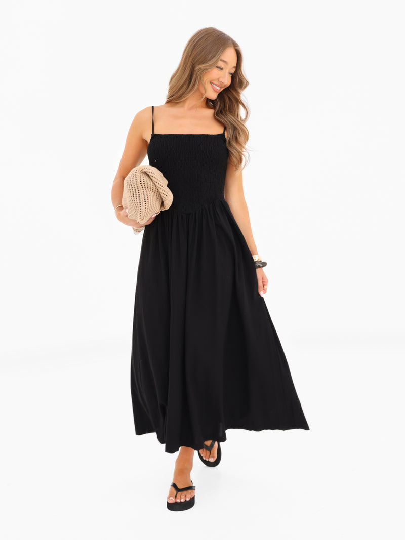 Alessia Linen Dress - Black