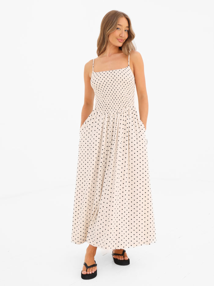 Alessia Linen Dress - Polka Dot