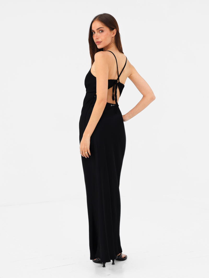 Thalia Satin Dress - Black