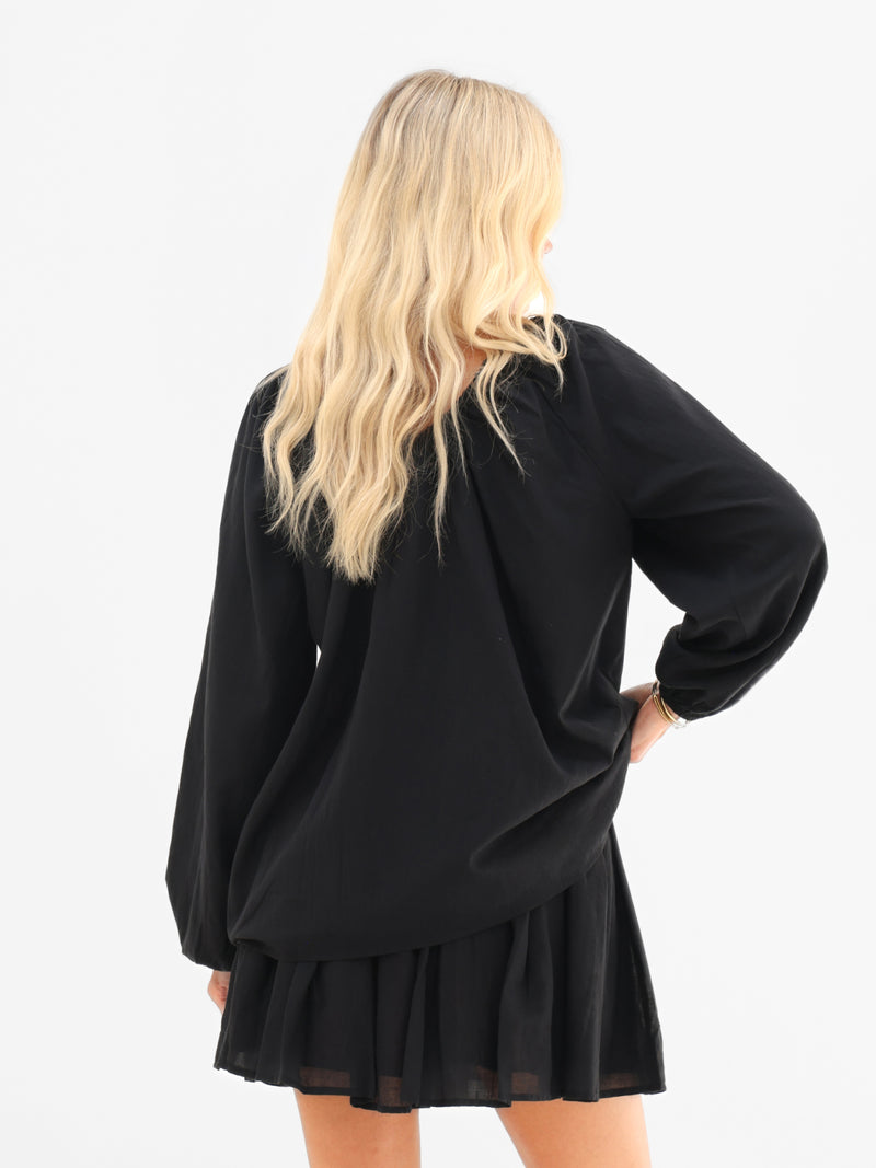 Ava Oversized Blouse - Black