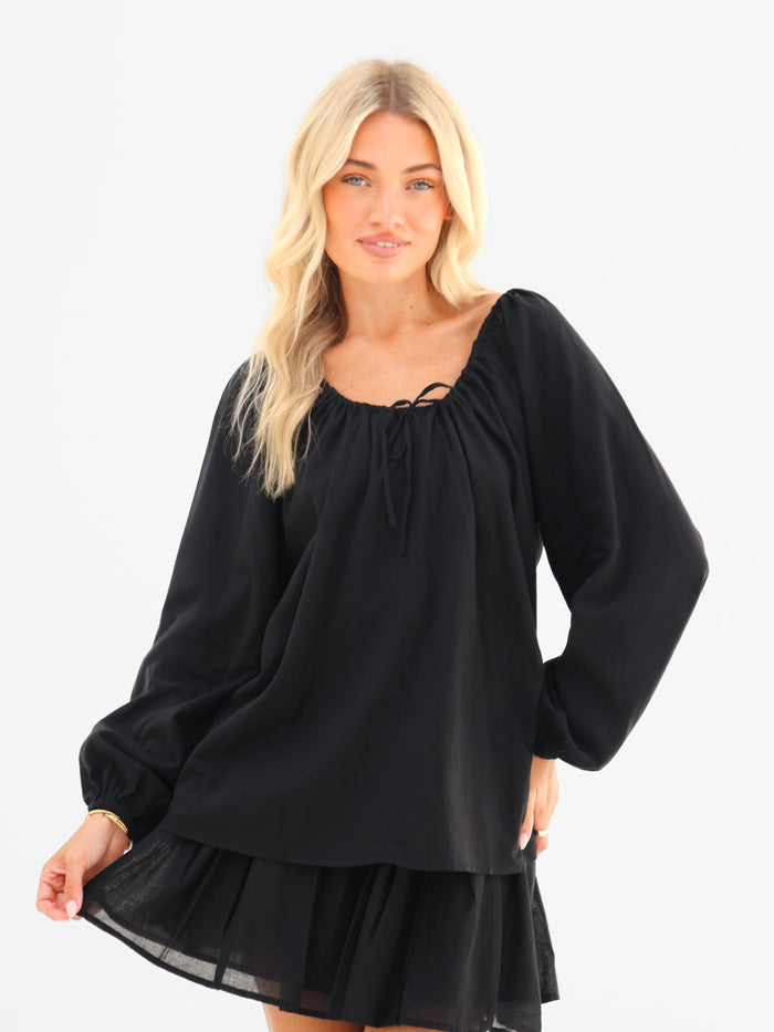 Ava Oversized Blouse - Black