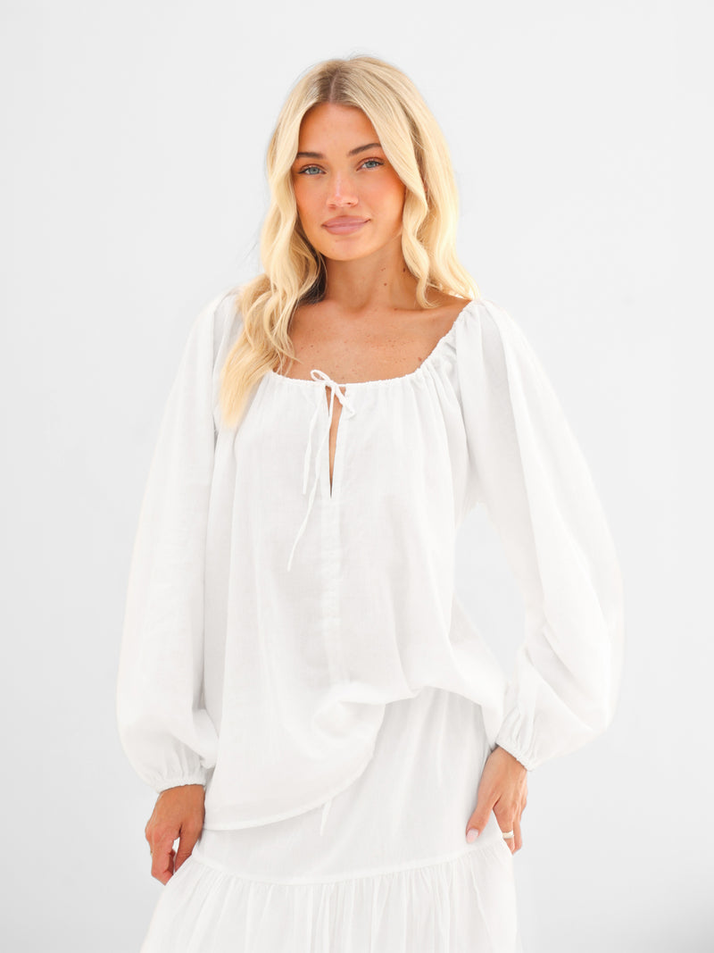 Ava Oversized Blouse - White