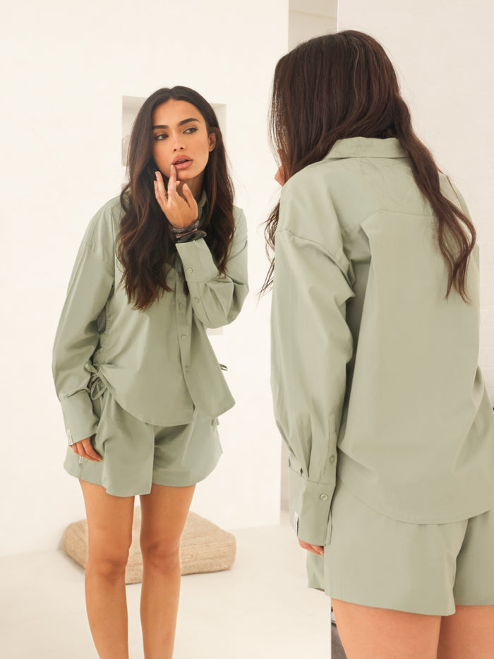 Kaia Oversized Poplin Shirt - Pistachio