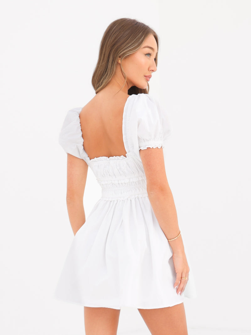Kaia Poplin Mini Dress - White