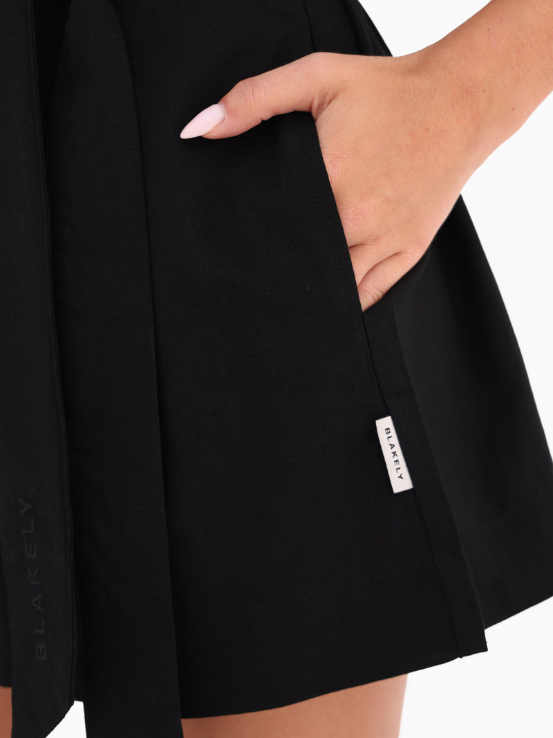 Alessia Linen Playsuit - Black