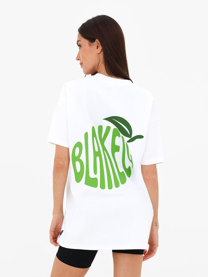 Lime Bubble Print Oversized T-Shirt - White