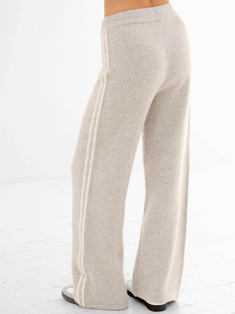 Naya Striped Knitted Trousers - Toasted Taupe