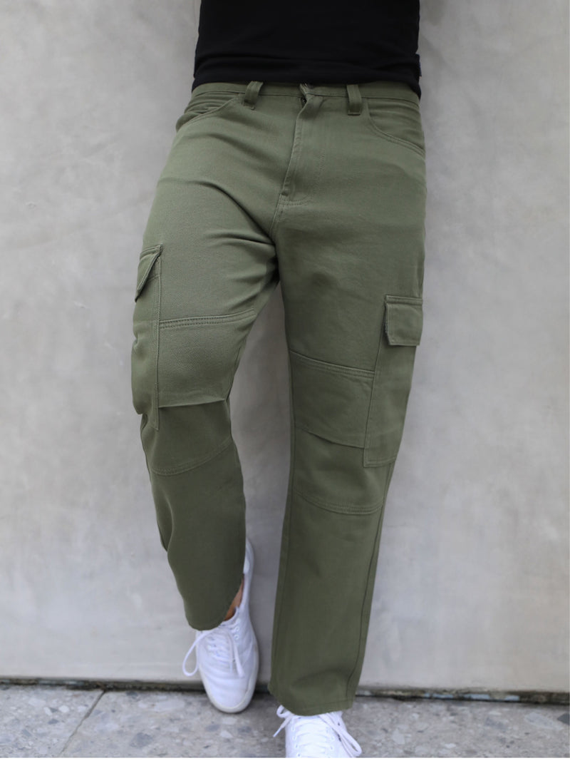 Relaxed Cargo Trousers - Khaki Green