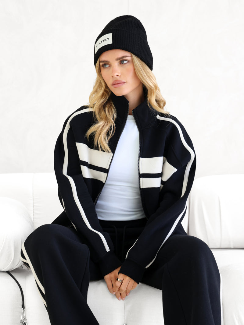 Yasmin Full Zip Jumper - Black
