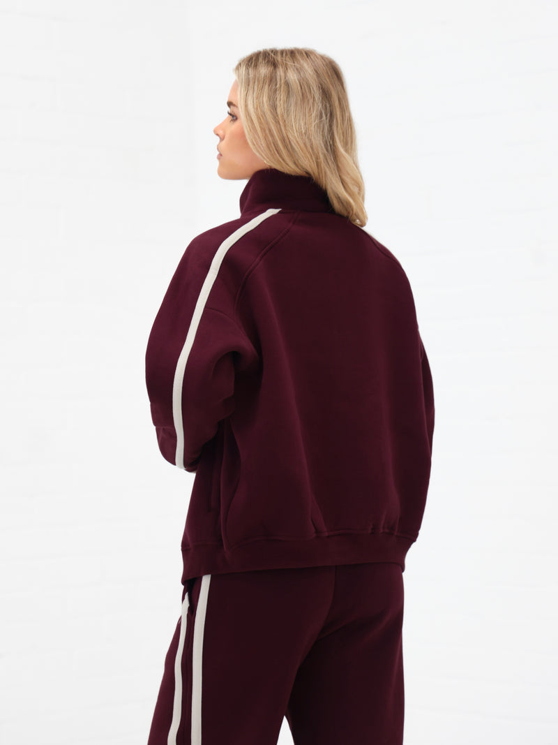 Yasmin Full Zip Jumper - Deep Burgundy