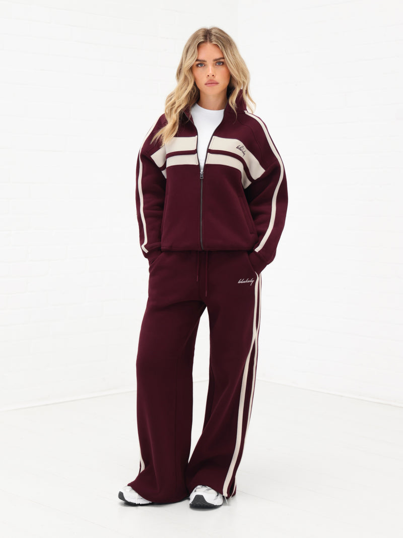 Yasmin Full Zip Jumper - Deep Burgundy