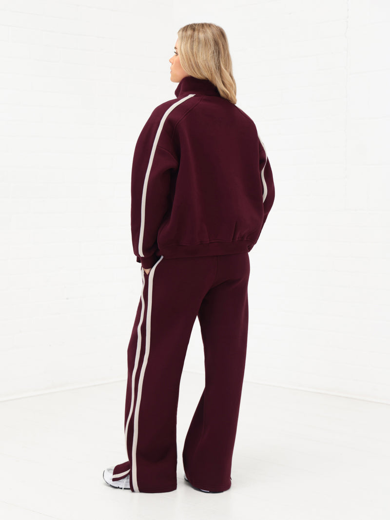 Yasmin Full Zip Jumper - Deep Burgundy