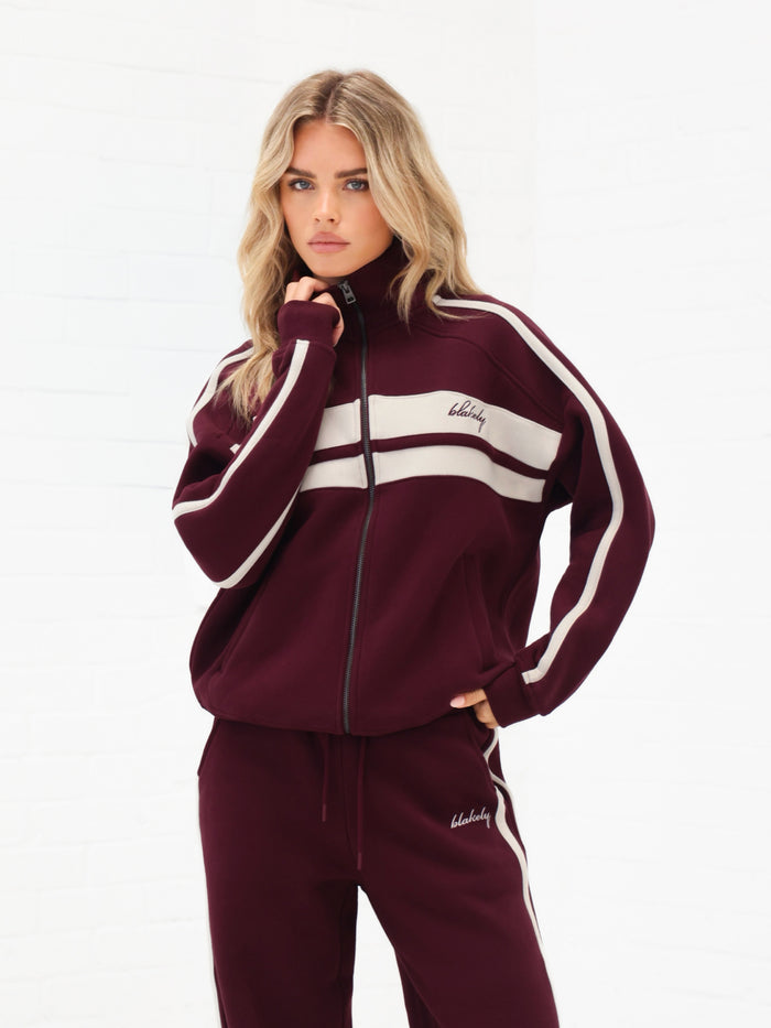 Yasmin Full Zip Jumper - Deep Burgundy